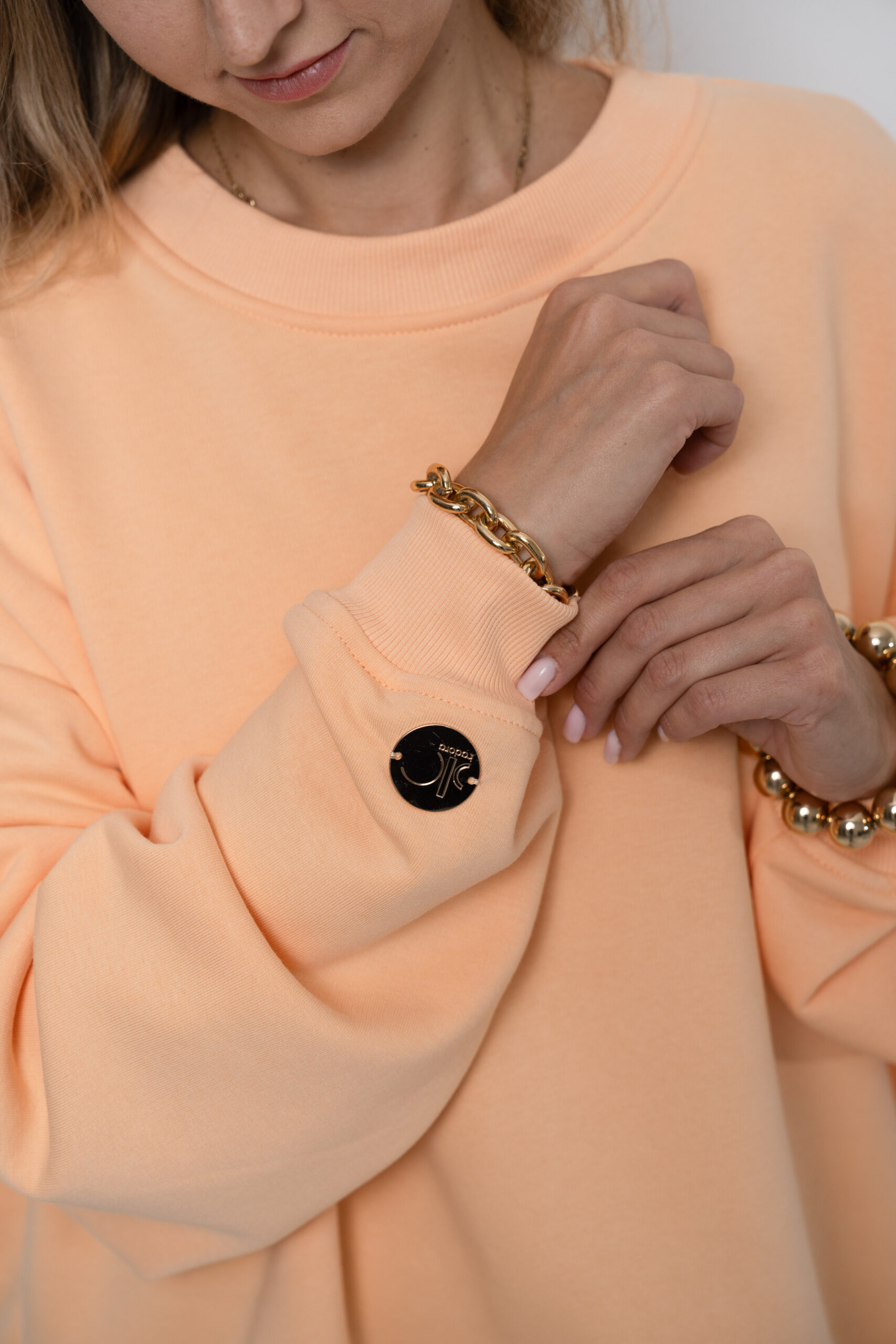 Bluza oversize z miękkiej bawełny - brzoskwiniowy - obrazek 2