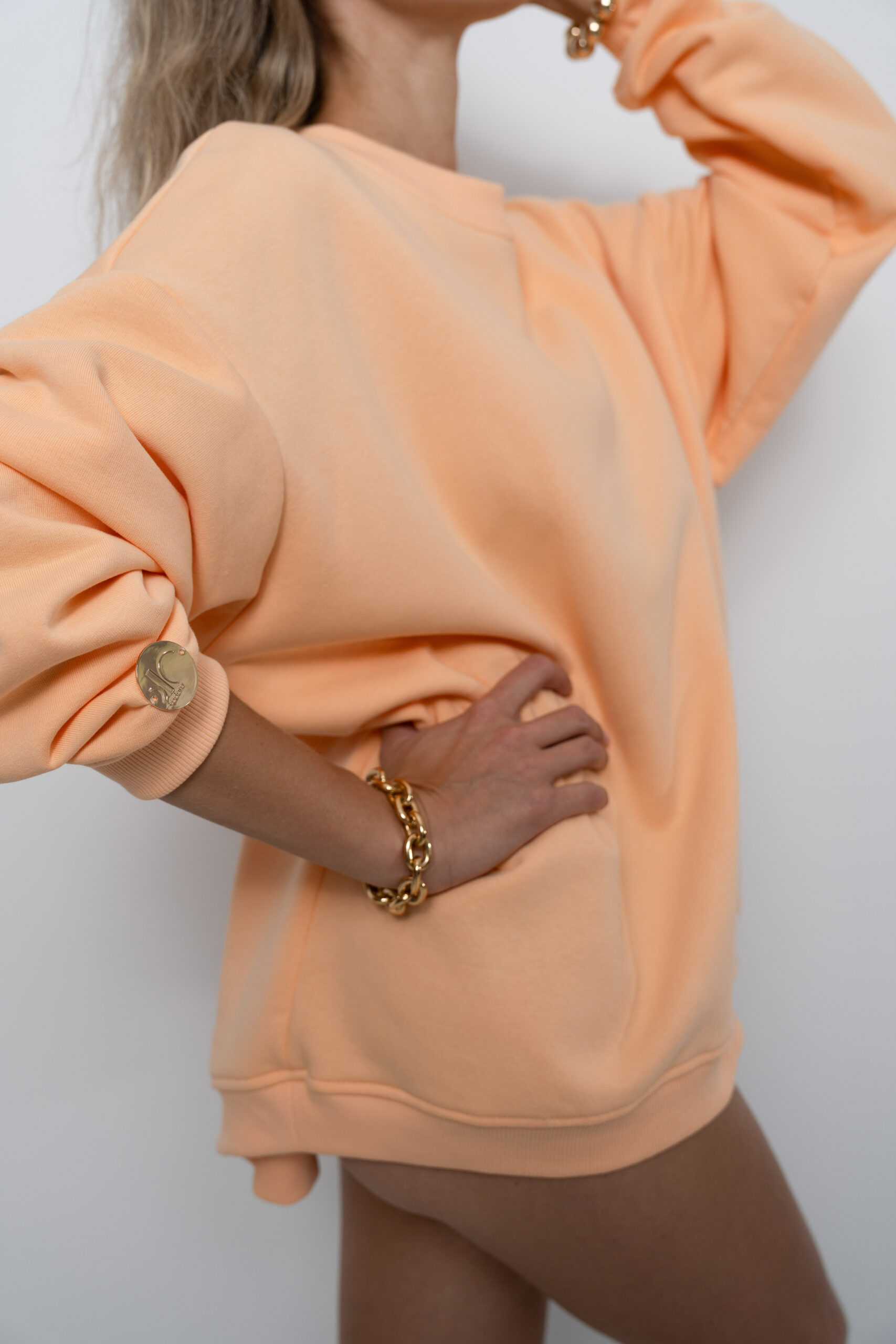 Bluza oversize z miękkiej bawełny - brzoskwiniowy